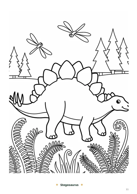 Beispielseite aus Dinosaurier & Urzeit: Stegosaurus
