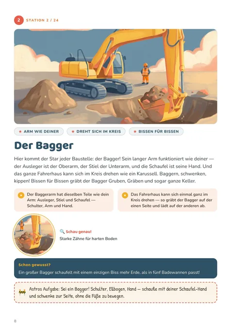 Wissensseite „Der Bagger“ aus Band 7