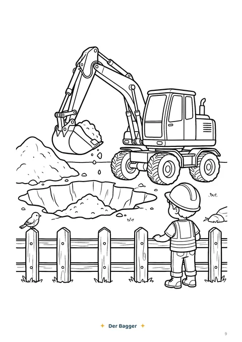 Ausmalseite „Der Bagger“ aus Band 7