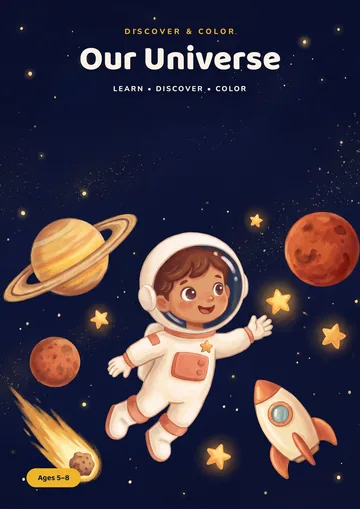 Cover of the coloring book Discover & Color: Our Universe