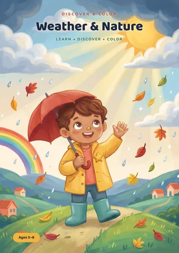 Cover of the coloring book Discover & Color: Weather & Nature