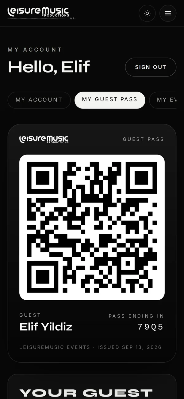The Guest Pass on a phone