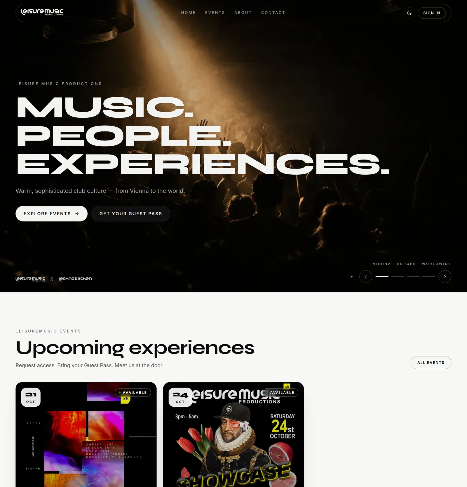 The same home page in light mode