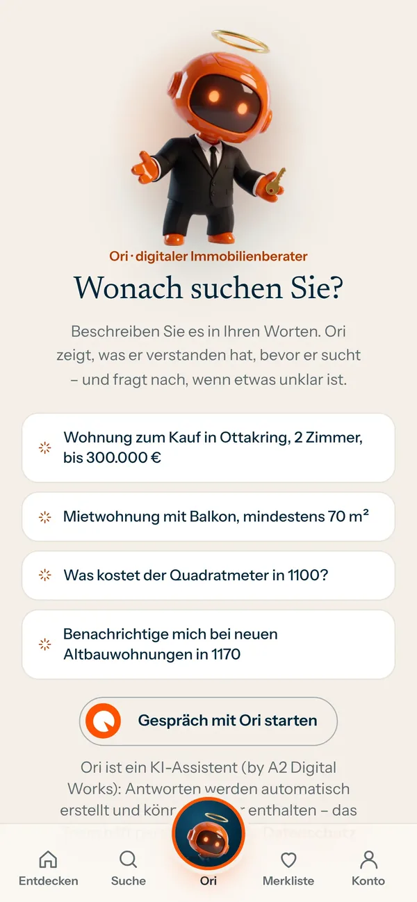App-Screen: Ori in der App