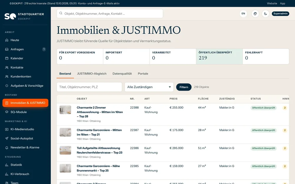 Der Bestand, automatisch aus JUSTIMMO