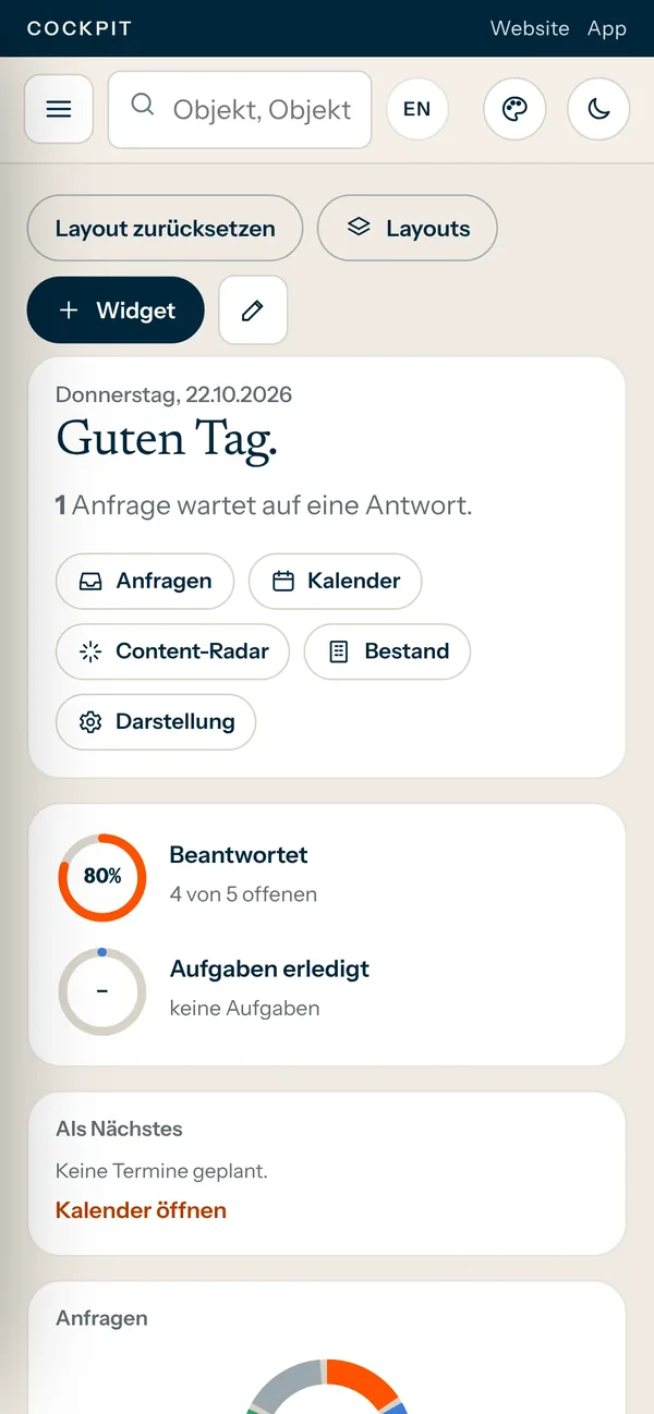 Das Cockpit am Telefon